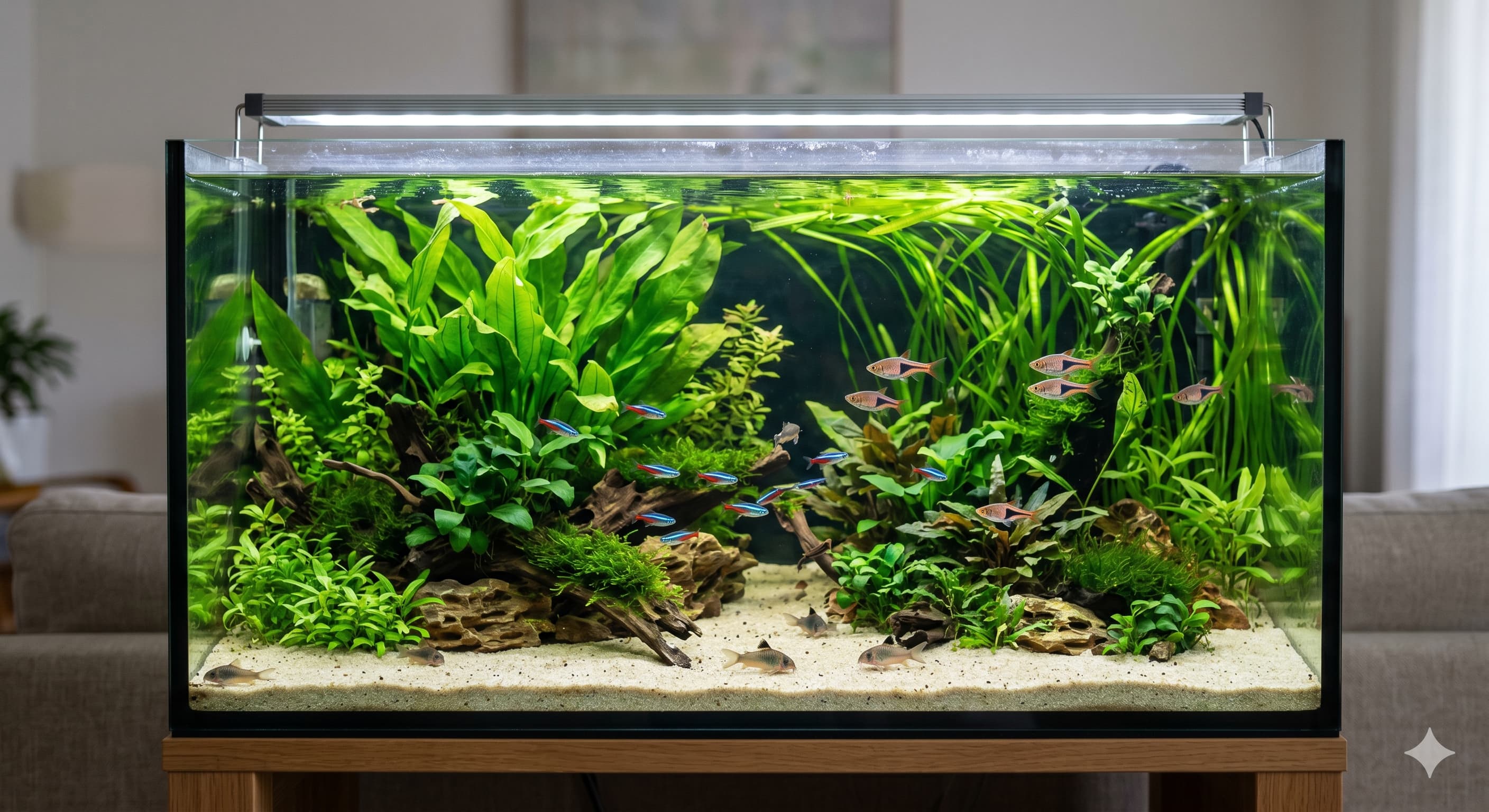 Aquarium 60 litres sur son meuble